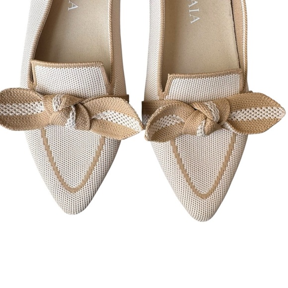 Vivaia - Michelle 2.0 Pointed Toe Bow Loafers Ivory Nude Sz 39 - Picture 3 of 10